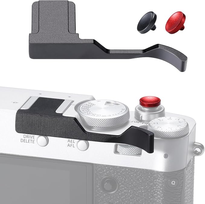 Thumb Hand Grip + Shutter Button for FUJIFILM X100VI/X100V - Black | Aluminum thumb grip for FUJIFILM X100VI/X100V improves handling & stability, protects contacts, for street photography - Image 8