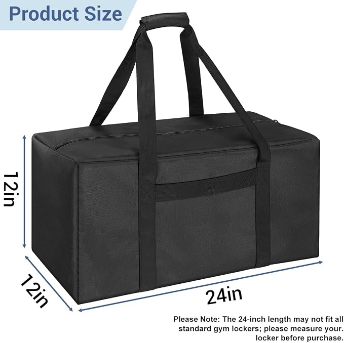 COOLBEBE 24x12x12 Inch Travel Duffle Bag, 53L Mid-Size Weekender, Black | Water Resistant for Overnight Trips, Camping, and Sports Gear Hauling - Image 9