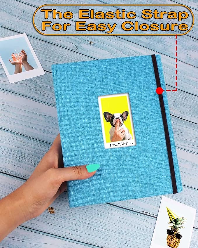 GPIRAL Mini Photo Album 208 Vertical Photos - Polaroid Photo Album Book Compatible with K-pop Photocards, Fujifilm Instax Mini Film 7s 8 9 11, Polaroid PIC 300, HP Sprocket, Zip Printer, Blue - Image 2