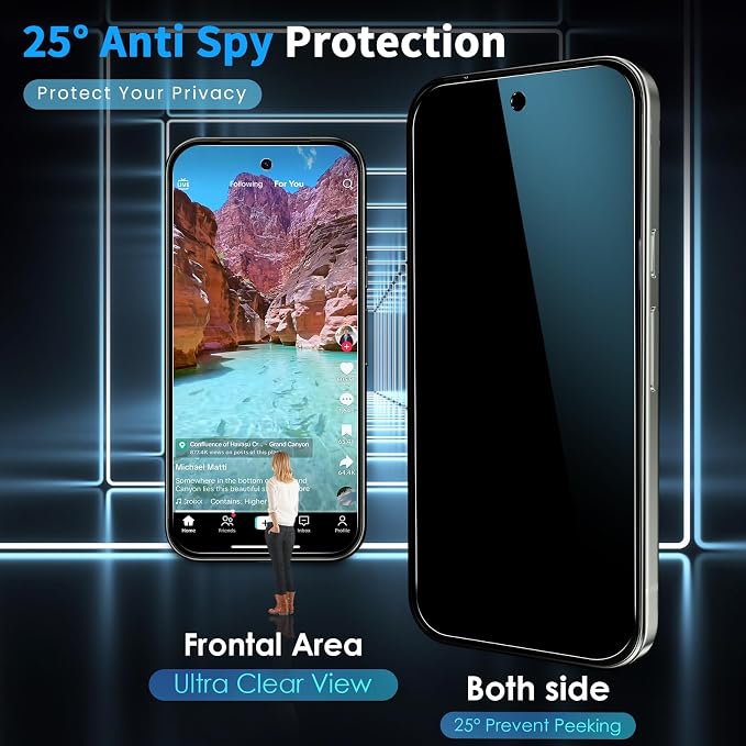 2+2 Pack for Google Pixel 10A Privacy Screen Protector & Camera Lens Protector, Support Fingerprint Unlock, Anti Spy Tempered Glass, Case Friendly, Bubble Free, Easy Installation | Support Fingerprint Unlock, Anti Spy, 9H Hardness Tempered Glass, Case ... - Image 2