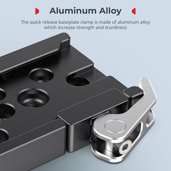 SMALLRIG Quick Release Mount Plate Clamp for Arca-Type, Lightweight Clamp | Baseplate Clamp with 1/4''-20 Threaded, 3/8''-16 Threaded and Lever - Image 4