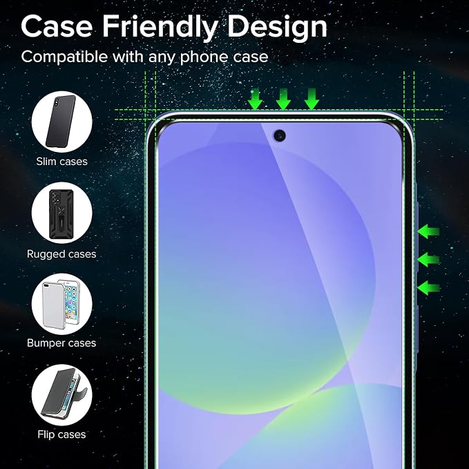 ivoler Screen Protector for Samsung Galaxy A57 5G Tempered Glass 3-Pack | with [Easy Installation Frame], Anti-Scratch Case Friendly Clear HD Film for Samsung Galaxy A57 6.7inch - Image 6