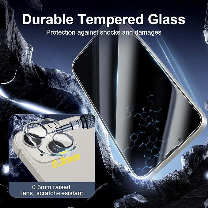 NEW'C 3x Privacy for iPhone 14 Plus Screen Protector (6.7 inches)+ 3x Camera Lens Protector, Sensor Protection,Case Friendly Tempered Glass Film +Dust Plug - Enhanced Privacy Angle of 28 Degrees - Image 6