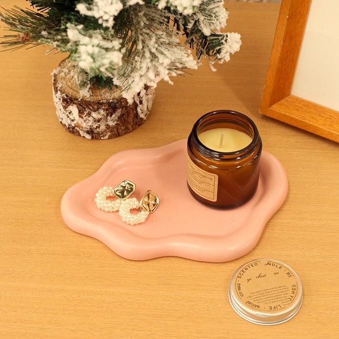 CCINPPY Ceramic Cloud Jewelry Tray Trinket Dish Key Bowl Nightstand Decor | Decorative Small Desk Tray Jewelry Plate Key Holder Bowl Cute Bedroom Room Decor Aesthetic, Gift for Women, Pink Medium - Image 6
