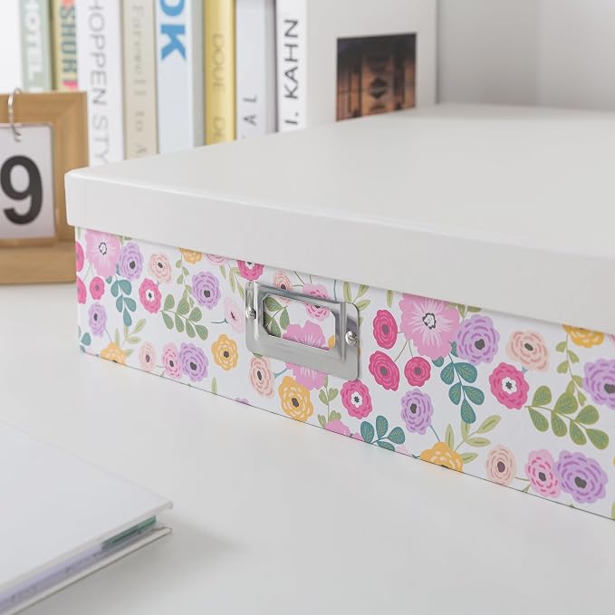 Soul & Lane - Floral Memory Storage Box, 14.8x13x3.7 In, Morning Garden | Keepsake Scrapbook Organizer with Lid for Photos, Letters and Memorabilia, Decorative Floral Storage for School Memories - Image 4
