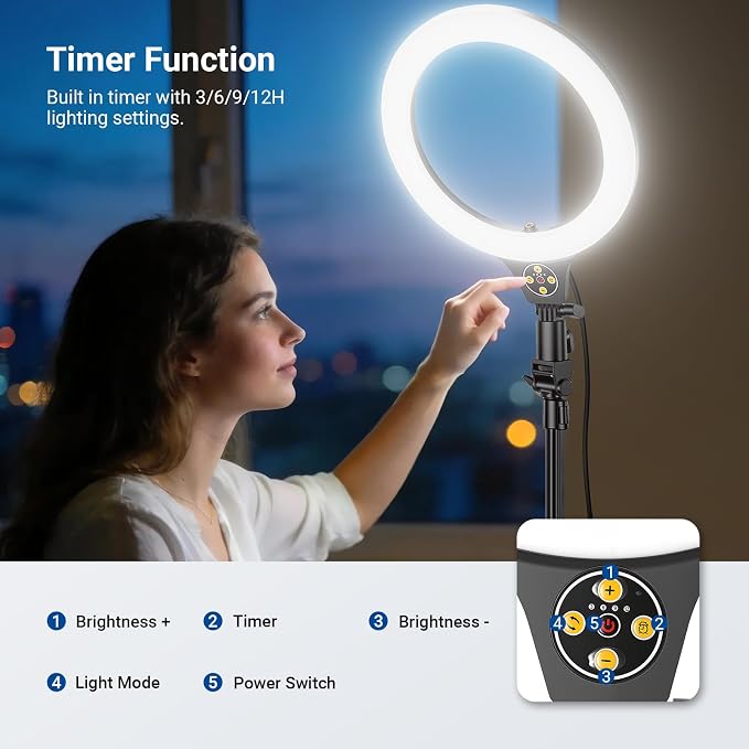 NEEWER ENTRY LEVEL VERSION 10.5" 10W Ring Light with 66" Tripod Stand, Overhead Phone Holder Mount Compatible with iPhone, Bi Color CRI85+ LED Selfie Lighting for TikTok Video Recording Streaming, N43 - Image 4