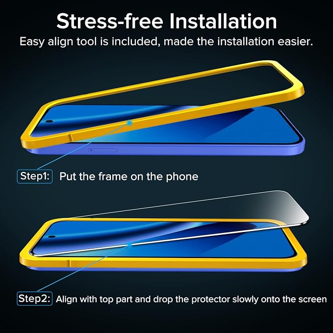 ivoler Screen Protector for Google Pixel 10a 6.3" Tempered Glass 3-Pack | Fingerprint Unlock Compatible, 9H Hardness, Bubble Free, Easy Install Frame for Pixel 10a - Image 5