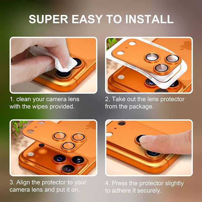 for iPhone 17 Pro Max Camera Lens Protector, Cosmic Orange | [Military Grade Shatterproof] [Strong Adsorption] [Case Friendly] Matte Metal Tempered Glass Camera Screen Cover Accessories - Image 7