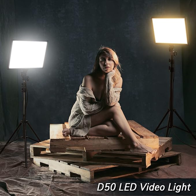 D50 LED Video Light Panel Lights 15.4", 2 Packs 45W 3000K-8000K Bi-Color Dimmable Photography Lighting, CRI 96+ Videography Lighting for Video Shooting/Gaming/Live Stream/Studio/Film - Image 4
