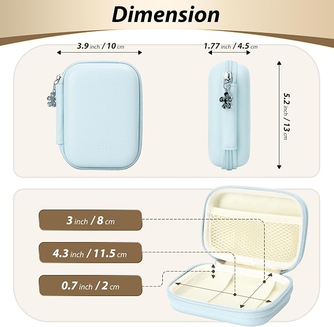 Digital Camera Case for KODAK PIXPRO FZ55/FZ45, Case Only, Blue | Fits CAMKORY DC403 and Canon PowerShot ELPH 360 HS Compact Digital Cameras, Small Hard Shell Camera Pouch with Mesh Pocket - Image 2