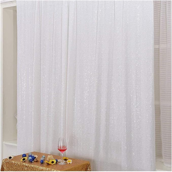 Poise3EHome 4FT x 7FT White Sequin Photography Backdrop Curtain for Party Decoration, White - Image 6