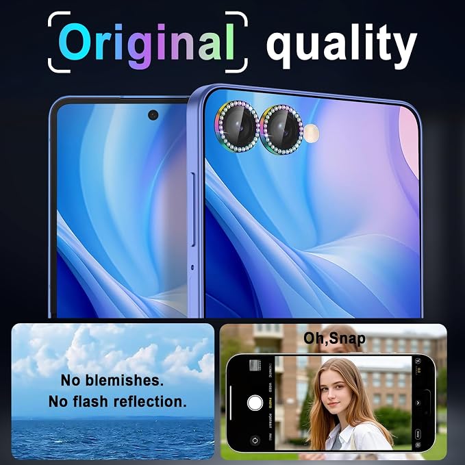 Meshine for Samsung Galaxy Z Flip 8 Camera Lens Protector,Scratch Proof,Strong Adsorption,9H Hardness with Metal Ring Camera Cover,Ultra Thin Case Friendly,Accessories Lens Protector,Shiny Colorful - Image 6