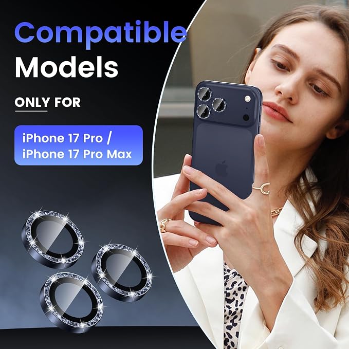 Tensea Camera Lens Protector Compatible for iPhone 17 Pro Max/17 Pro | Metal Aluminum Alloy Tempered Glass Cover Bling Camera Screen Protector Accessories, Case Friendly - Image 2
