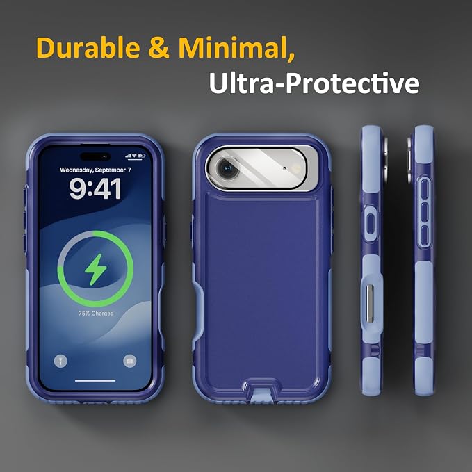 Follaroma Magnetic for iPhone 17 Air Case with Camera Stand, Blue-Purple | Built-in Glass Camera Cover Stand,Compatible with MagSafe,Heavy Duty Shockproof Protective,Military-Grade Anti-DropDual Case - Image 8