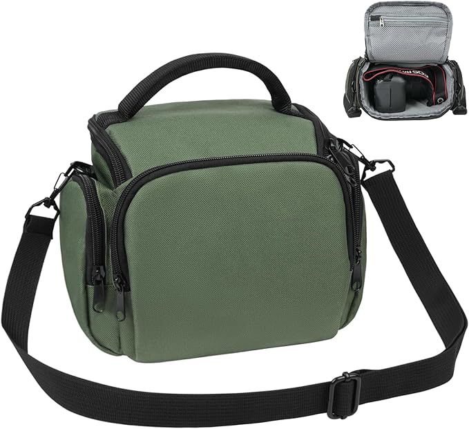 Ainiv DSLR Camera Bag, Large Waterproof Anti-Shock SLR Camera Case, Green | Adjustable Shoulder Strap Camera Backpack, Portable Crossbody Single Shoulder Backpacks Compatible with Canon, Sony, Nikon by Ainiv