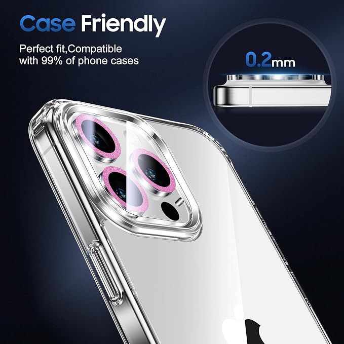 UniqueMe for iPhone 15 Pro/15 Pro Max Camera Lens Protector-Bright Purple | 3 Pack-Drop Protection, Case Friendly, 9H Tempered Glass, Camera Cover Screen, Update New Version - Image 6