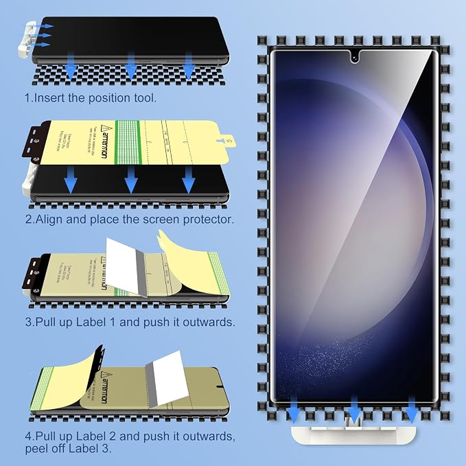 LK 3 Pack for Samsung Galaxy S23 Ultra Screen Protector [Flexible TPU Film] | [Support Fingerprint Unlock] Touch Sensitive, 3D Curved Max Coverage Laptop Screen Protector for Cell Phone S23 Ultra - Image 5