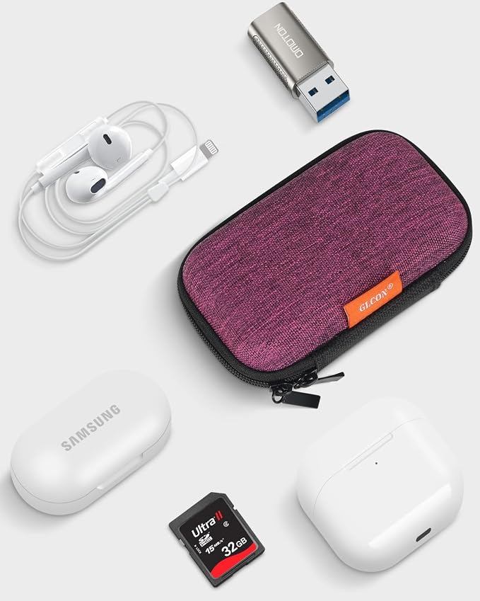 Mini Hard Earbud Case, Grape-Purple Cute Pouch for Samsung JBL Sony | Fits Apple Airpods, Earpods, Cable, Card, Earplugs, Heart Monitor, Small Protective Carrying Bag - Image 3