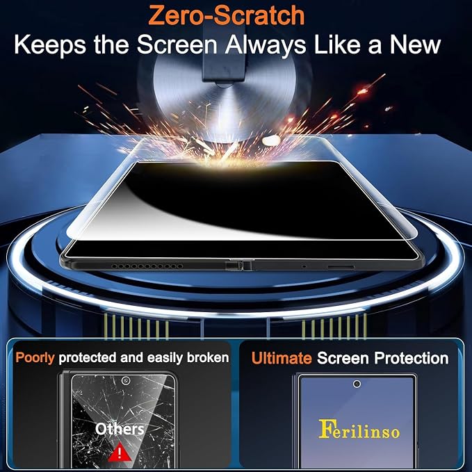Ferilinso Screen Protector for Samsung Galaxy Z Fold 6, Tempered Glass Back | 3 Pack, 9H+ Hardness, Military-Grade Shatterproof, Case Friendly, Easy Installation Bubble Free, with Camera Lens Protector - Image 3
