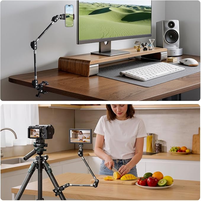 ULANZI CO78 22" Magic Arm w Super Clamp Desk C Clamp, 1kg Load Articulating | Arm, Overhead Phone Mount Holder for Compact Camera, Action Camera, Small Video Light, Cell Phone,Monitors - Image 7