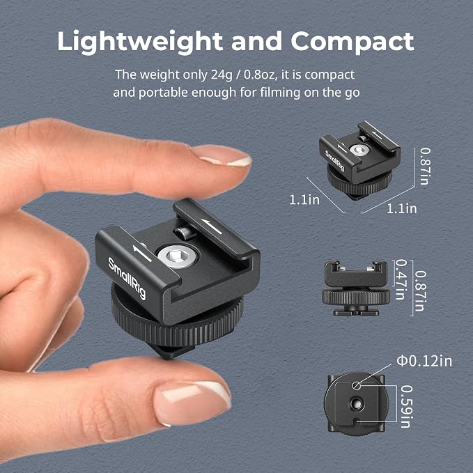 SmallRig Cold Shoe Mount Adapter for Wireless Microphones for DJI Mic- 4822 | Fits for DJI Mic, for RODE Wireless Go II, for Saramonic BLink 900 B&for Hollyland C1, 1/4"-20 Threaded Hole - Image 4