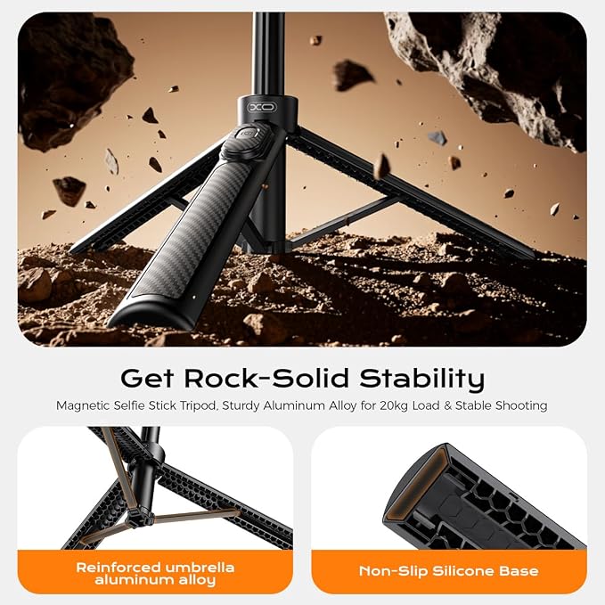 Magnetic Phone Tripod,51" Adjustable and Foldable Selfie Stick Tripod for iPhone with Remote,Strong Magnet Selfie Stick Stand for Traveling, Recording,Taking Selfies and Live Streaming - Image 6