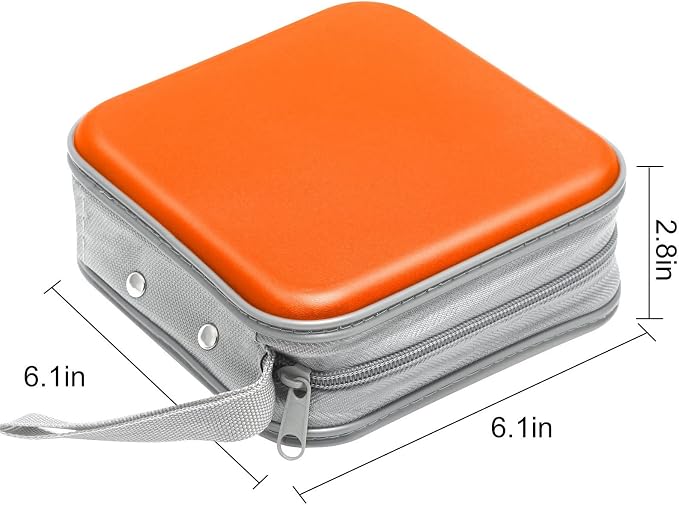 Siveit CD/DVD Cases 40 Capacity Disc Storage Binder for Car(Orange) | Holders Wallet Hard Plastic CD/DVD Case for Car Home Office Travel - Image 6