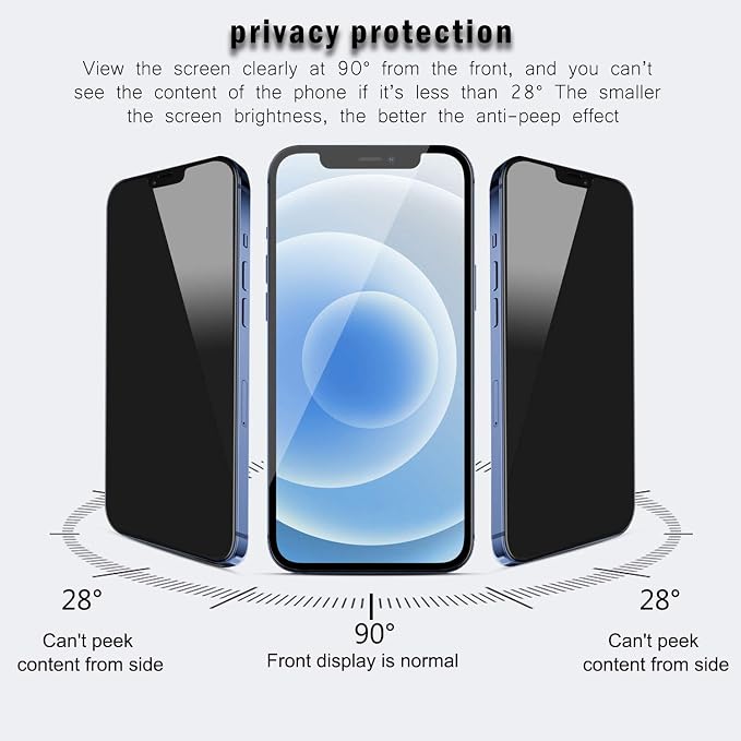 QHOHQ [2 Pack] Privacy Screen Protector for iPhone 12 Pro Max 6.7 Inch, Anti-Spy Tempered Glass Film, 9H Hardness, 2.5D Edge, Scratch Resistant, Easy Install - Case Friendly - Image 2