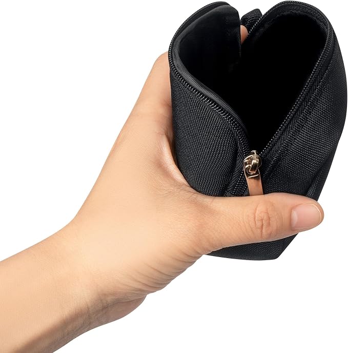 2-Piece Mini Pouch with Carabiner Clip, Unisex Small Organizer Case for Electronics, Makeup, and Accessories (Black) - Image 5