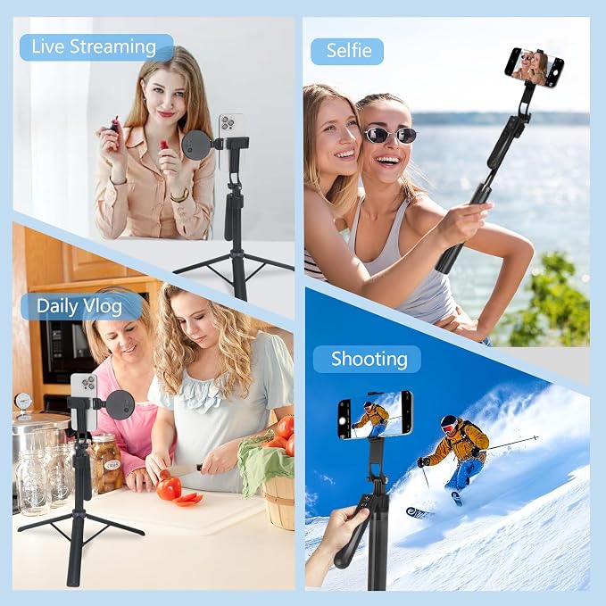 Auto Face Tracking Tripod for iPhone with Light and Remote Control | 360° Rotation Selfie Stick for iPhone/Android, No App, Phone Tripod for TikTok, Live Streaming, Vlogging - Image 7