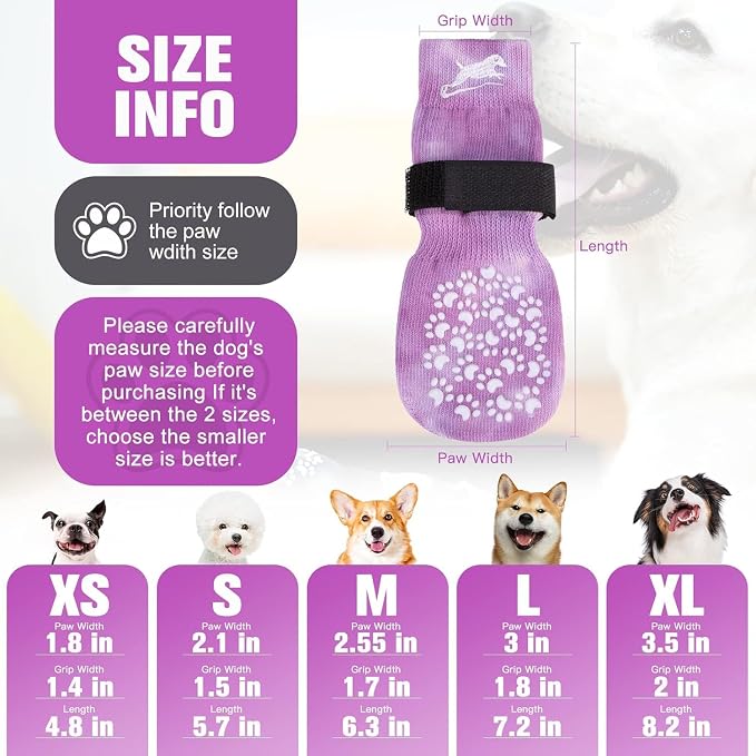EXPAWLORER Anti Slip Dog Socks to Prevent Licking Paws, Dog Shoes for Hot Pavement, Dog Booties for Small Medium Large Senior Dogs, Traction Control Boots & Paw Protectors for Hardwood Floors - Image 2
