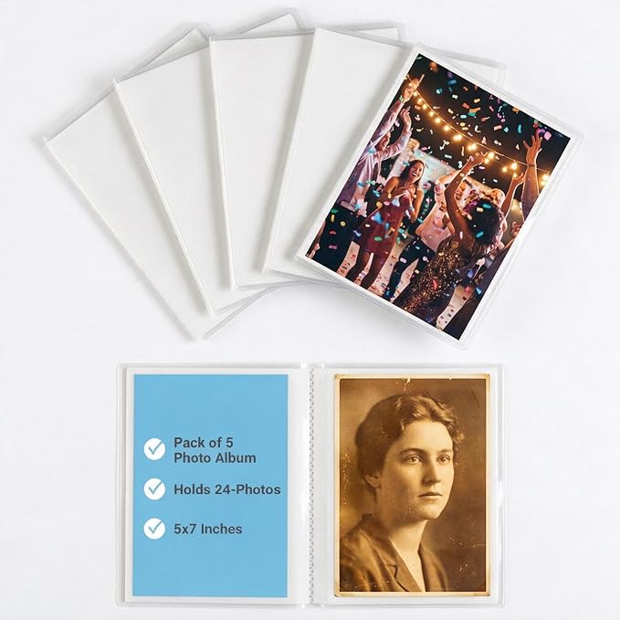 Iconikal 5 Pack 5x7" Holds 24-Photos. Photo Albums by Iconikal