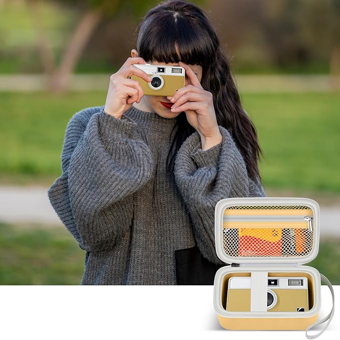 Digital Camera Case Compatible with KODAK EKTAR H35 H35N Half Frame Film Camera, Storage Holder Organizer for Kodak Ultra F9 M35 M38 Paper Shoot kamera, 35mm Film Rolls (Box Only) - Yellow | Camera and 35mm Film Rolls Storage, Mesh Pocket for Small Acc... - Image 7