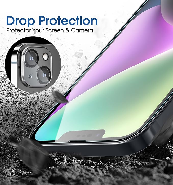 amFilm OneTouch for iPhone 14 Plus Screen Protector 6.7'' Tempered Glass | Auto-Alignment, 30s Install, Bubble Free, Scratch & Drop Protection, HD Clear, Camera Lens Protector, 2+2 Pack (14-6.7'') - Image 3