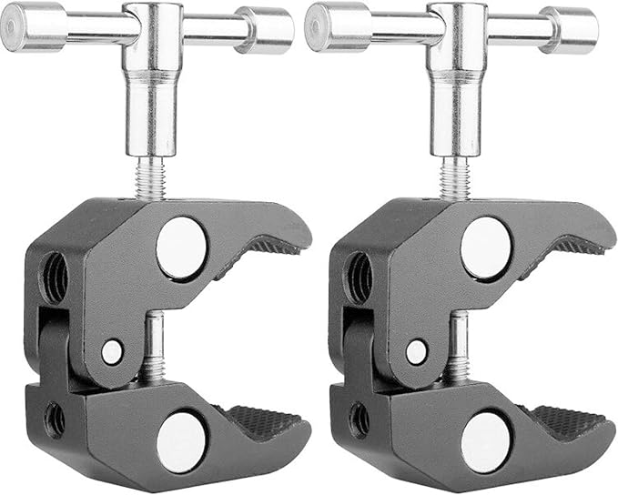 ChromLives Super Clamp Crab Clamp Photography w/ 1/4'' and 3/8'' Thread Rod Clamp Pliers Clip for DSLR Rig Cameras, 15mm Rods, Lights, Umbrellas, Hooks, Plate Glass, Cross Bars and More 2Pack by ChromLives