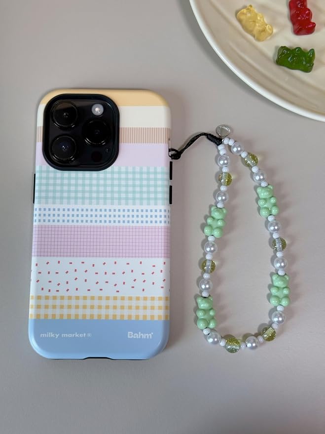 Drawwind Phone Charm Strap Cute Wrist Straps Cell Phone Charm String Y2K Aesthetic Lanyard Wristlet Chain for Case Camera AirPods Bags Keychains (Green Bear) - Image 6