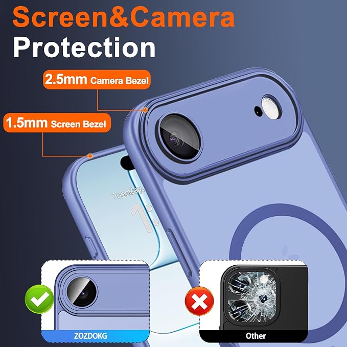 for iPhone Air Case with Privacy Screen Protector, Light Blue | Full Camera Protection, Magnetic, Compatible with MagSafe, Translucent Matte Shockproof Phone Cover for iPhone 17 Air - Image 7