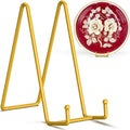 TR-LIFE 10 Inch Large Plate Stands/Holder for Display - Metal Picture Frame Holder Stand + Small Easels for Decorative Plate, Platter, Book, Plaques, Photo, Tabletop Art (Gold 2 Pack) by TR-LIFE