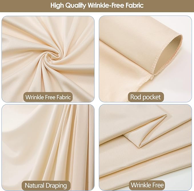 30x10ft Wrinkle Free Backdrop Curtain for Parties Soft Fabric Drapes Wedding Cream Curtain Backdrop for Birthday Party Decorations Background for Photography 5x10ft,6 Panels - Image 4