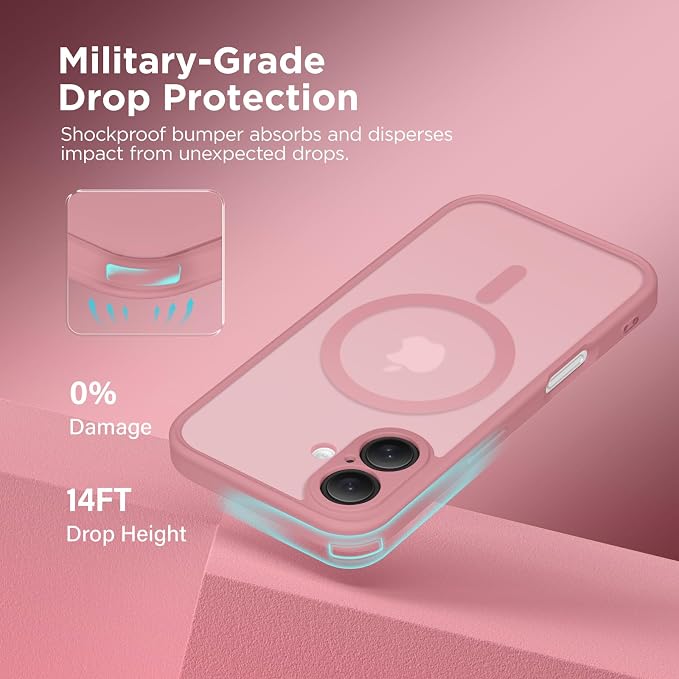 CAPRARO for iPhone 16 Case, Compatible with MagSafe | Upgraded [Full Camera Protection] Protective Translucent Matte Women Girl Magnetic Phone Case Cover, Apricot Pollen - Image 5