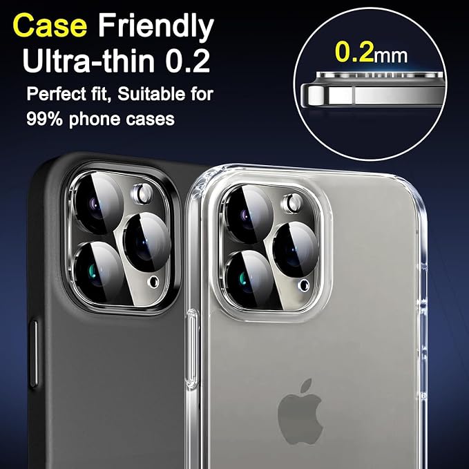 Ferilinso 6 Pack Camera Lens Protector for iPhone 16 Pro Max/iPhone 16 Pro | 9H+ Tempered Glass, Military-Grade Shatterproof Camera Cover, Case Friendly, Anti-Scratch, No Flash Glare for Night Shooting - Image 4