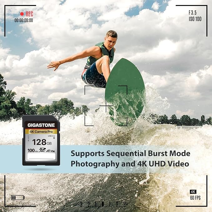 【5-Years Data Recovery】 GIGASTONE 128GB SD Card with USB Type C Card Reader, 4K Camera Pro, UHS-I A1 V30 U3 SDXC Memory Card, Speed up to 150MB/s, Compatible with Digital Camera, with 1 mini case - Image 6