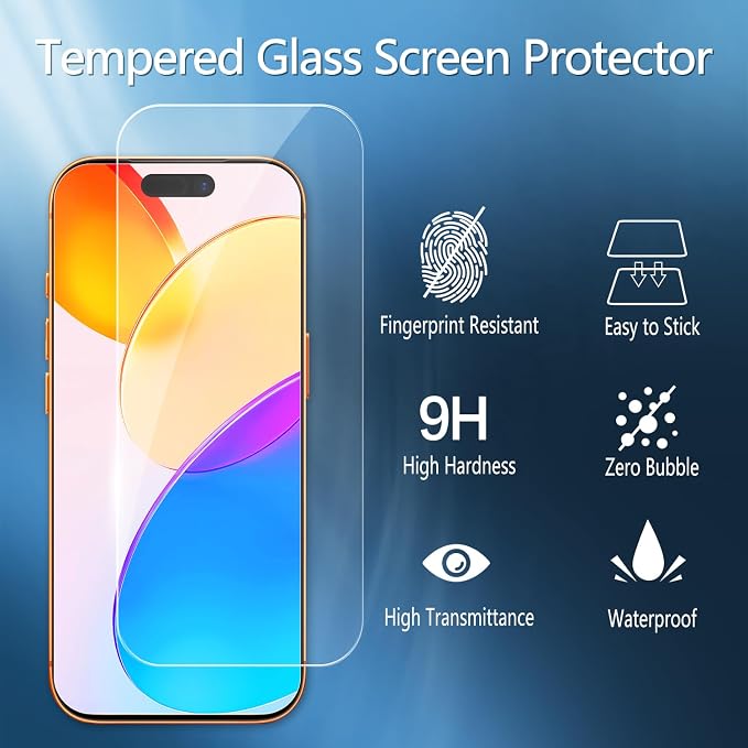 2 Pack Tempered Glass Screen Protector for iPhone 17 Pro Max | with 2 Pack Camera Lens Protector, Anti Scratch, Bubble Free, Case Friendly - Image 3