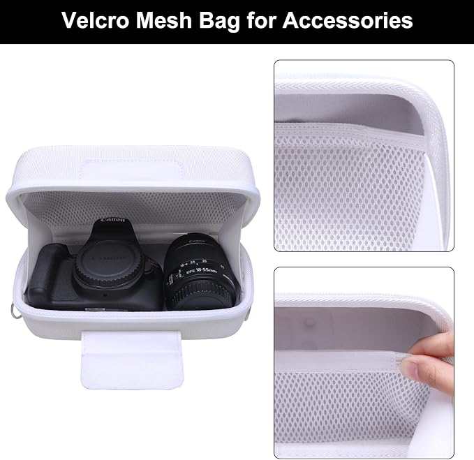Case for Canon EOS Rebel T7/R50/R100 DSLR SLR Camera and 18-55mm Len White | Hard Carrying Travel Case for Canon EOS Rebel T7/R50/R100/R50 V/T6/R8/R10/RP/SL3/R5/T100 DSLR SLR Camera and 18-55mm Len - Image 4