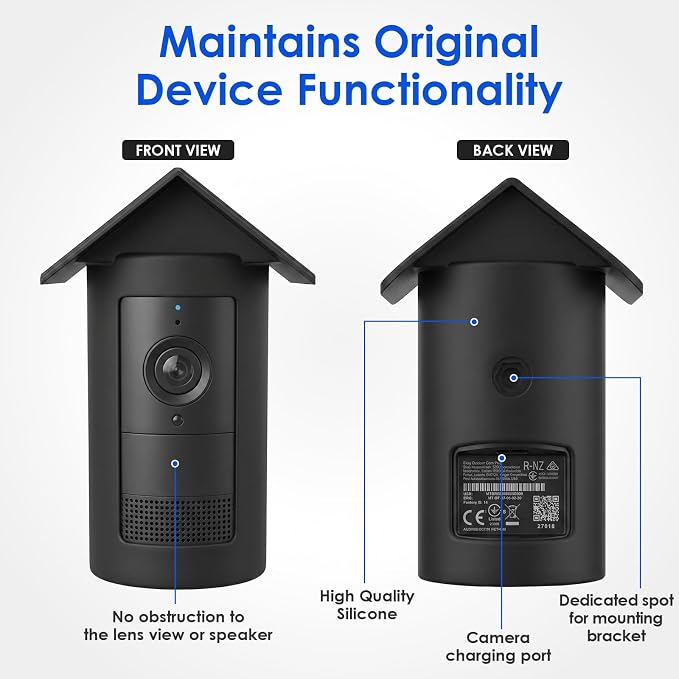 Silicone Protective Cover Case compatible with Ring Outdoor Cam Plus, Anti-Scratch & Glare, UV-Resistant, Weatherproof Protective Skin for Full Protection (Black) - Image 4