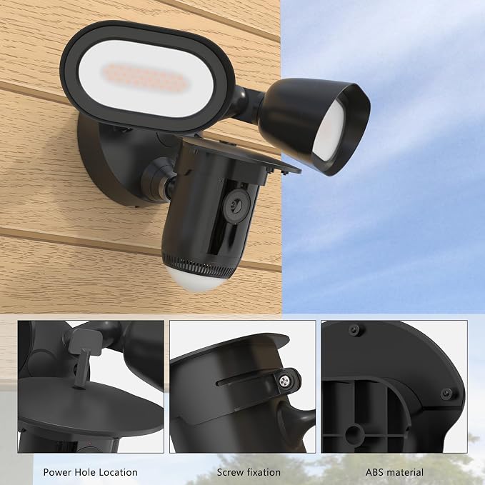 Sun Rain Shade Camera Cover Compatible with R-ing Floodlight Cam Wired Pro, for R-ing Floodlight Outdoor Weather-Resistant Rain Shield Accesorios (Black) - Image 5
