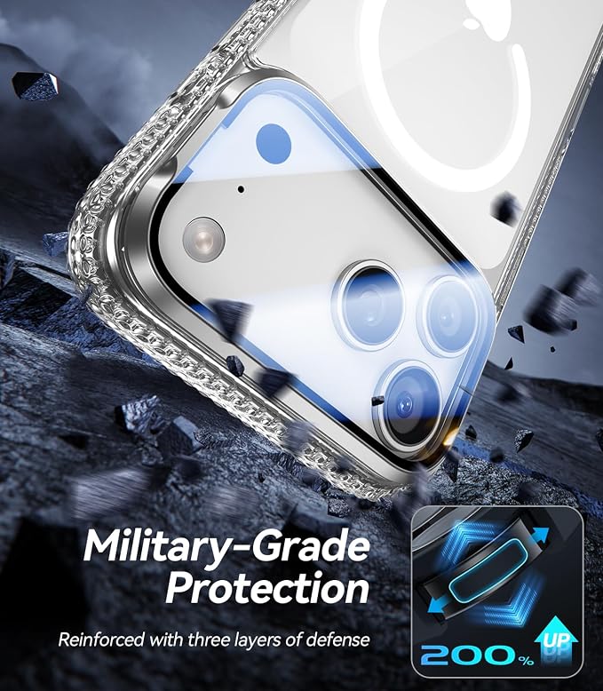 VOFATA [Upgraded Full Camera Protection] for iPhone 17 Pro Case with Camera Cover Stand [Fit for MagSafe][10FT Mil-Grade Protection] Transparent Magnetic iPhone 17 Pro Phone Case, Clear - Image 6