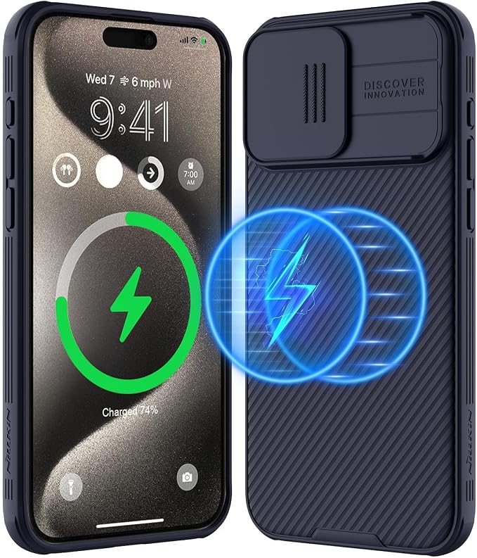 Nillkin CamShield Pro Magnetic Case for iPhone 15 Pro Max, Compatible with MagSafe, Sliding Camera Cover, Dark Purple by Nillkin