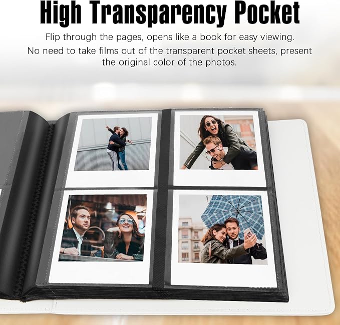 Veicevol 256-Pocket Album for Polaroid i-Type, 600 & SX-70 Photos, White | Designed for Fujifilm Instax Wide Photos, Water-Resistant PU Leather Cover, Front Window, Securely Holds Up to 256 Photos - Image 8