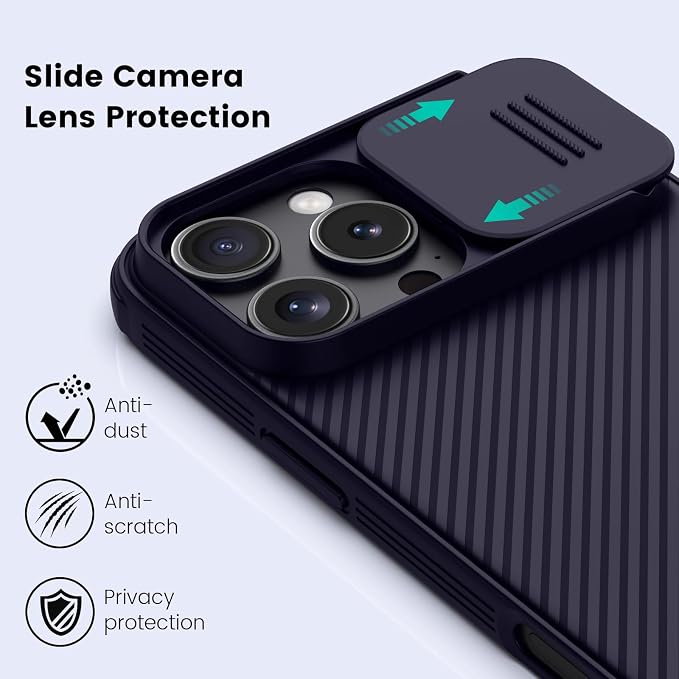 Nillkin Magnetic for iPhone 16 Pro Max Case, Upgraded Slide Camera Protection, Compatible with Magsafe, Slim Shockproof Protective Phone Case for 16 Pro Max 6.9 inch, Dark Pueple - Image 3